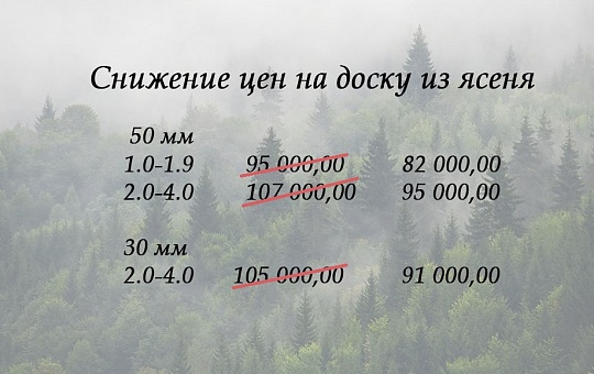 Казань. Снижение цен на доску из ясеня 